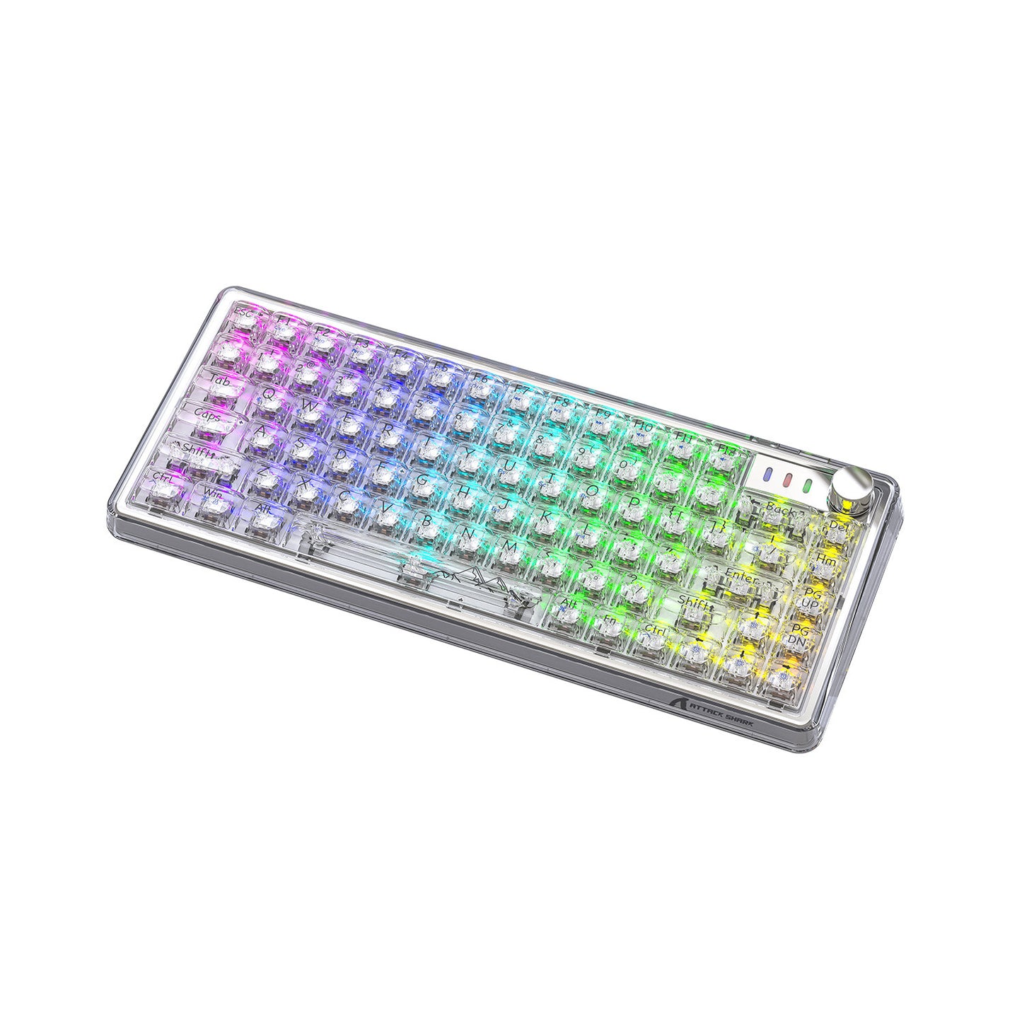 Attack Shark K75RGB Teclado inalámbrico mecánico Bluetooth con junta transparente y conexión en caliente