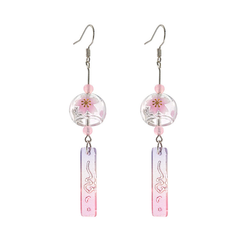 Boucles d'oreilles carillon à vent de conte de fées japonais Sakura