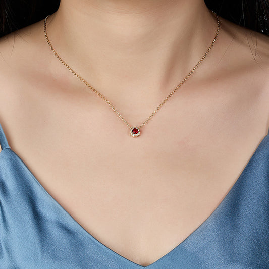 925 Silver Necklace Retro Simple Temperament Clavicle Chain Colorful Zircon Exquisite Necklace Female Accessories