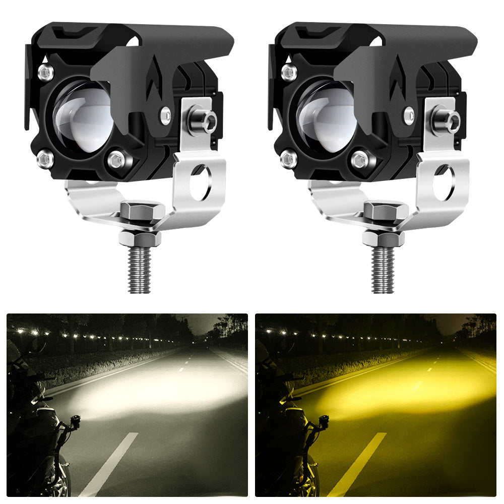 Luz LED bicolor amarilla y blanca Luz de trabajo externa Luz de motocicleta