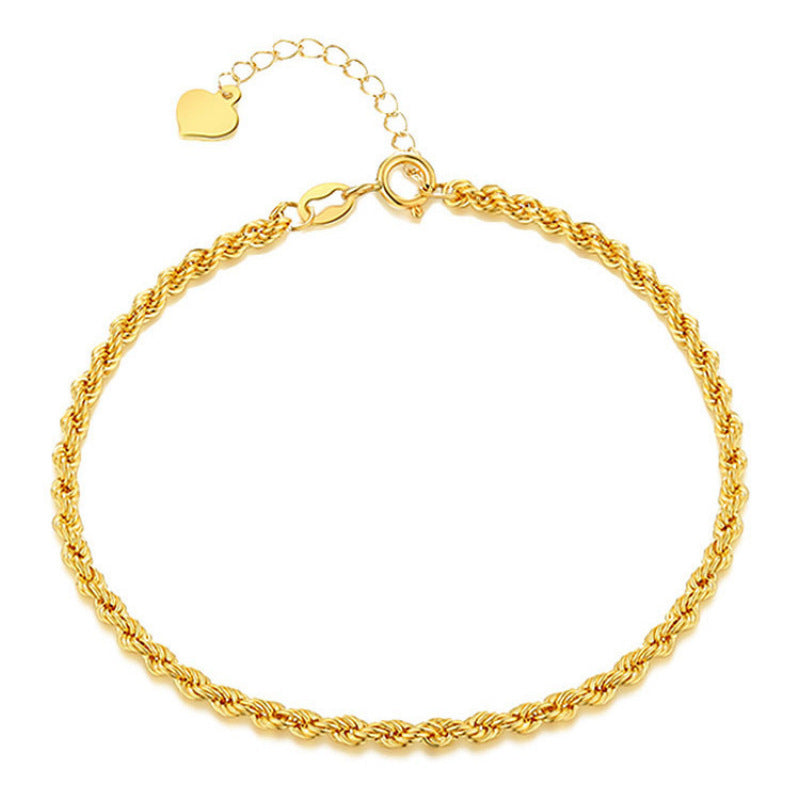Bracelet Corde de Chanvre Doré Creux