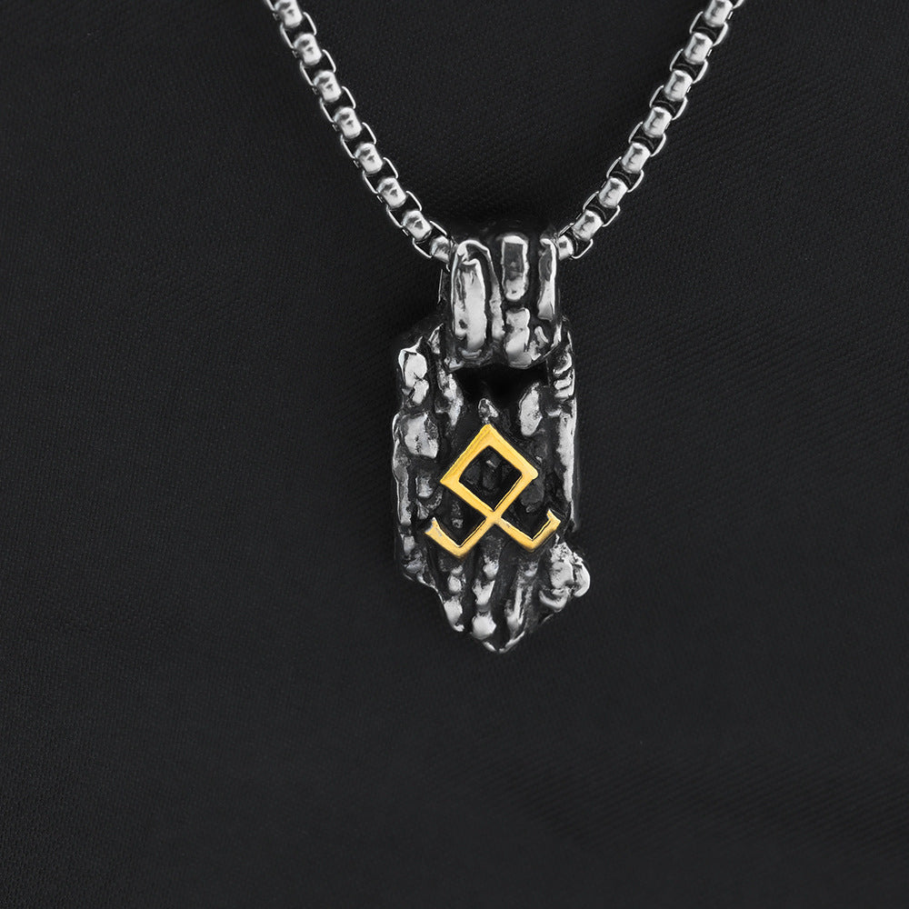 Pendentif rétro nordique en acier inoxydable pour hommes, collier personnalisé avec Rune Viking