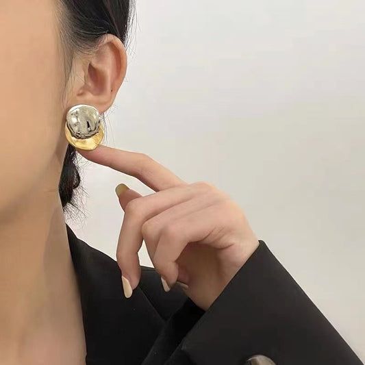 French Retro Personalized Metal Irregular Ear Studs