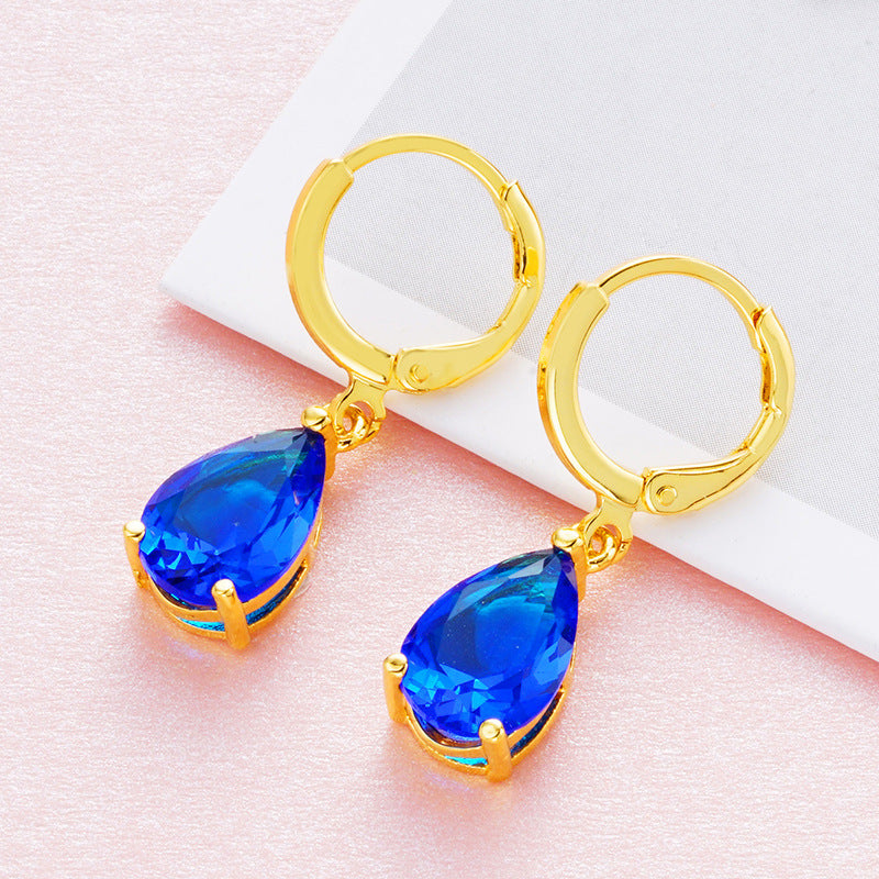 Boucles d'oreilles en zircon plaqué or 24 carats pour femme