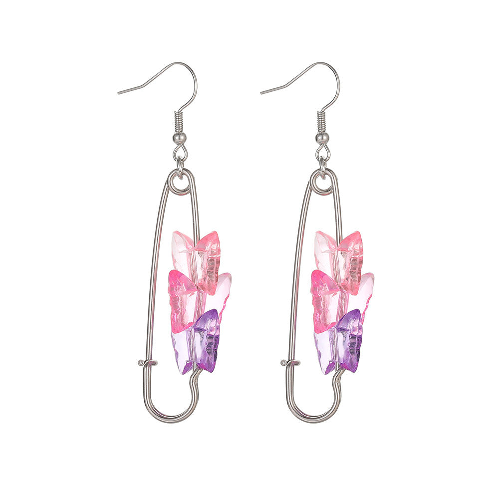 Personalized Retro Colorized Butterfly Pin Earrings