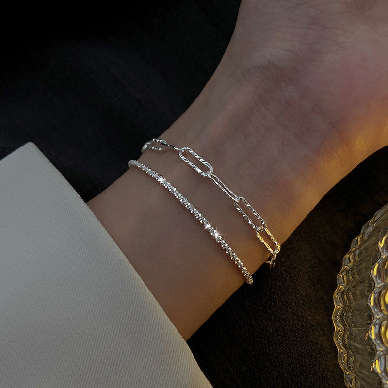 Sparkling Zircon Bracelet 2-piece Set