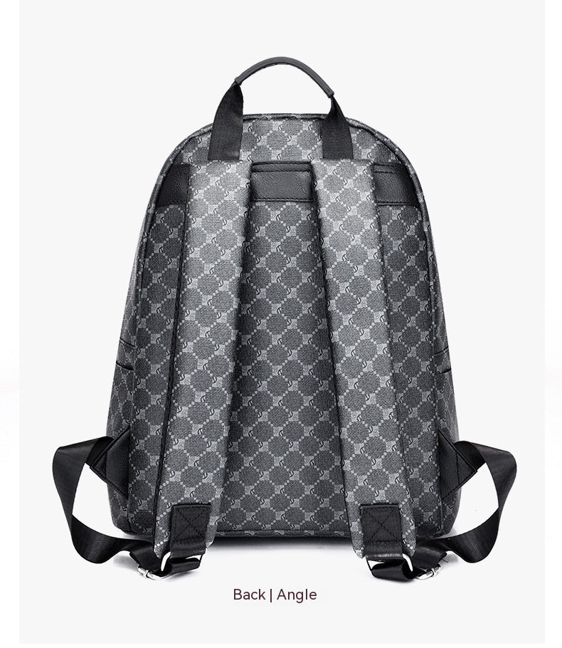 Mochila con estampado de cuero informal de negocios para hombres y mujeres Retro de gran capacidad europea y americana