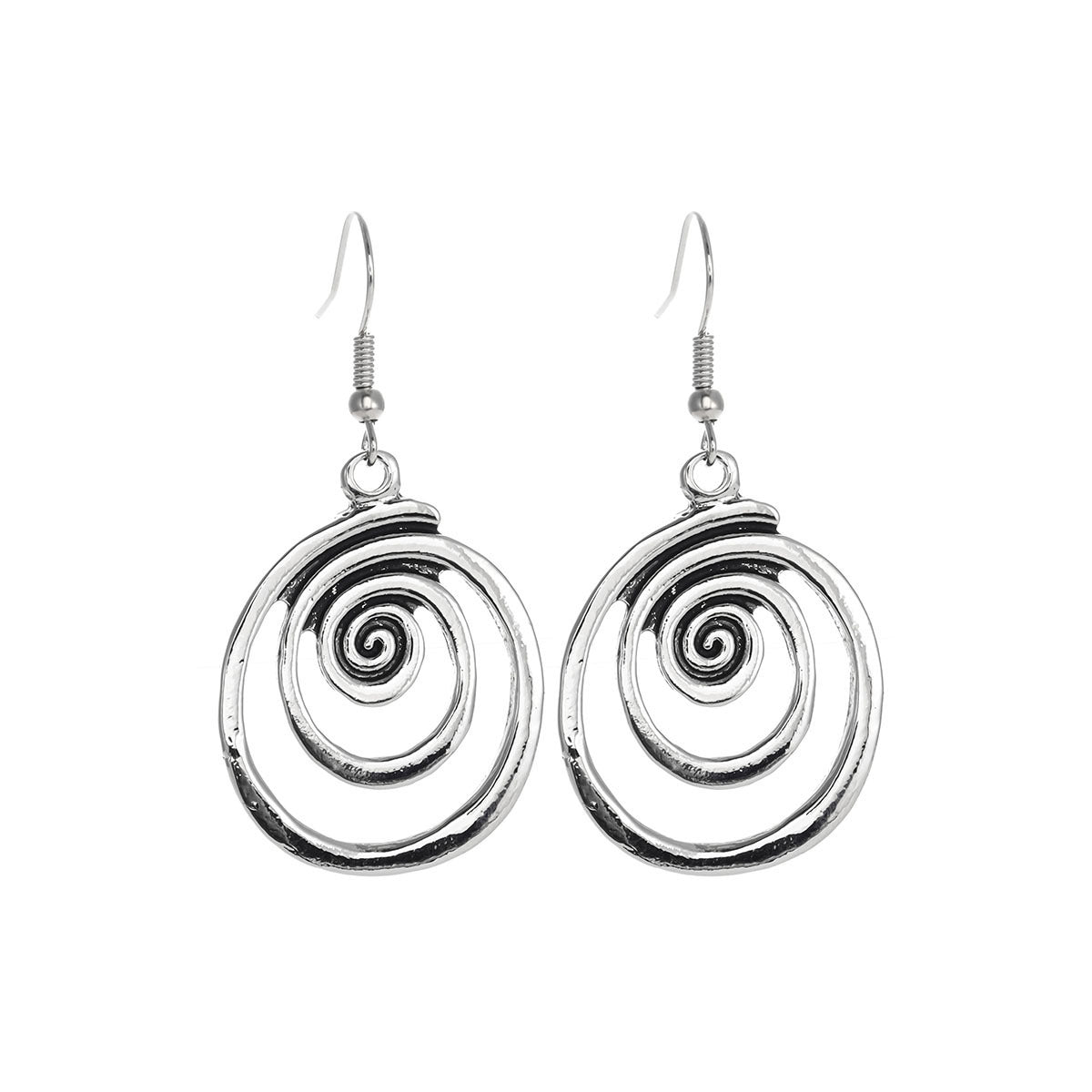 Boucles d'oreilles rétro géométriques en spirale en détresse, personnalité