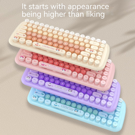 Ensemble clavier et souris sans fil rose mini dessin animé mignon