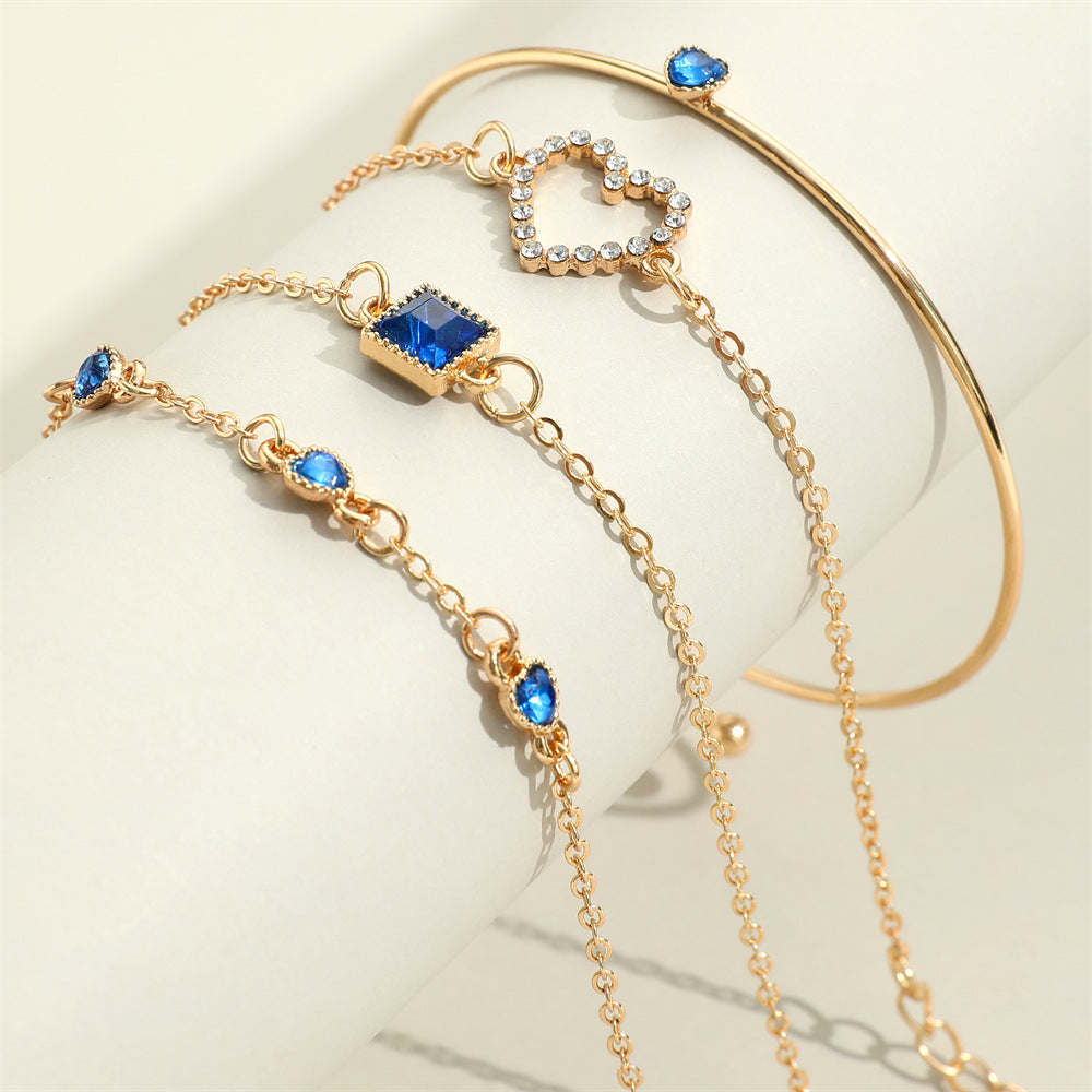 Traje de pulsera de corazón de cadena cuadrada Lvzuan con incrustaciones retro