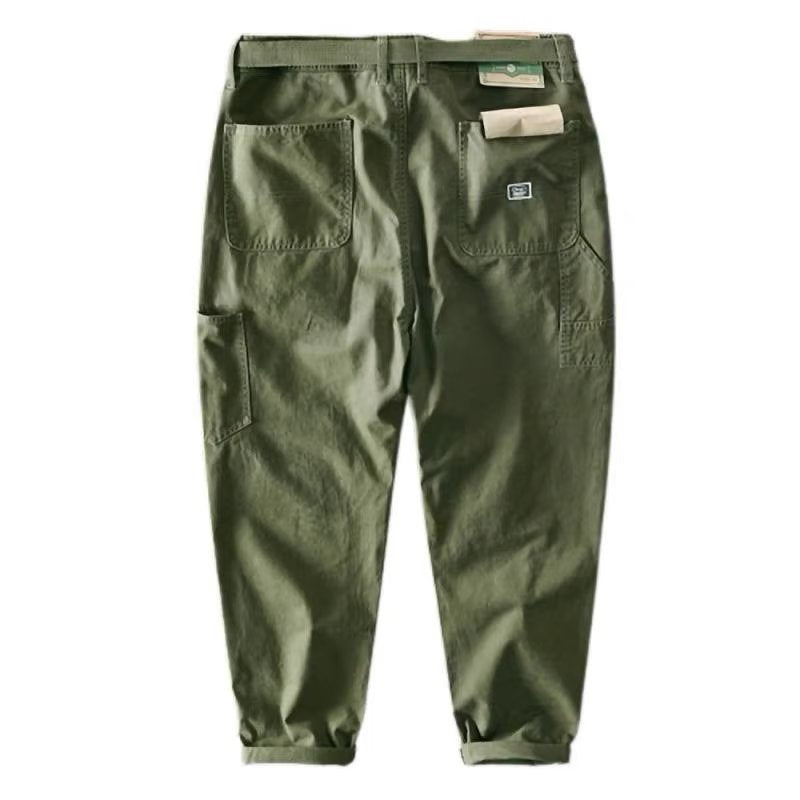 Autumn Men's Casual Washed Overalls Retro Loose Trousers