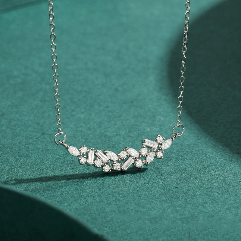 S925 Sterling Silver Niche Necklace Women's Light Luxury High-grade Micro-inlaid Necklace All-match Pendant