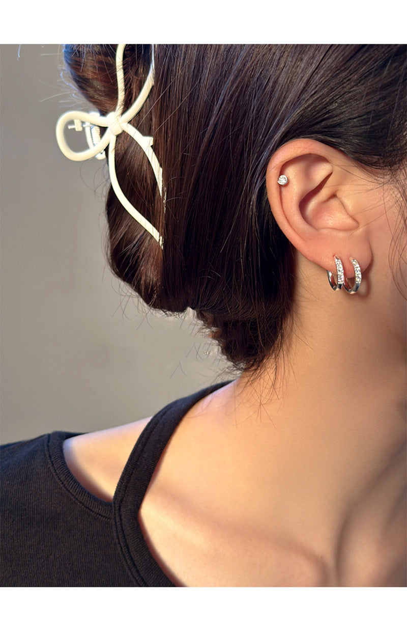 Clip d'oreille géométrique en strass et Zircon pour femmes, Simple