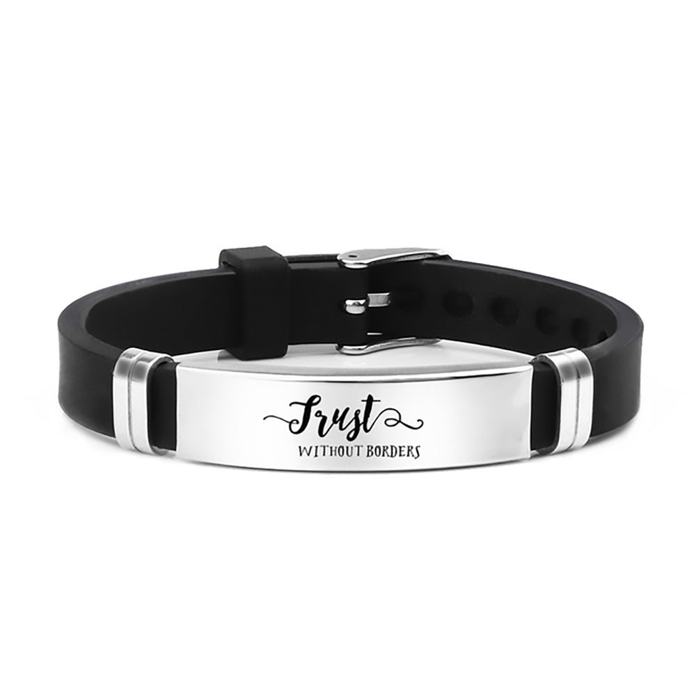 Nuevo Adorno de correa de pulsera de silicona de acero inoxidable