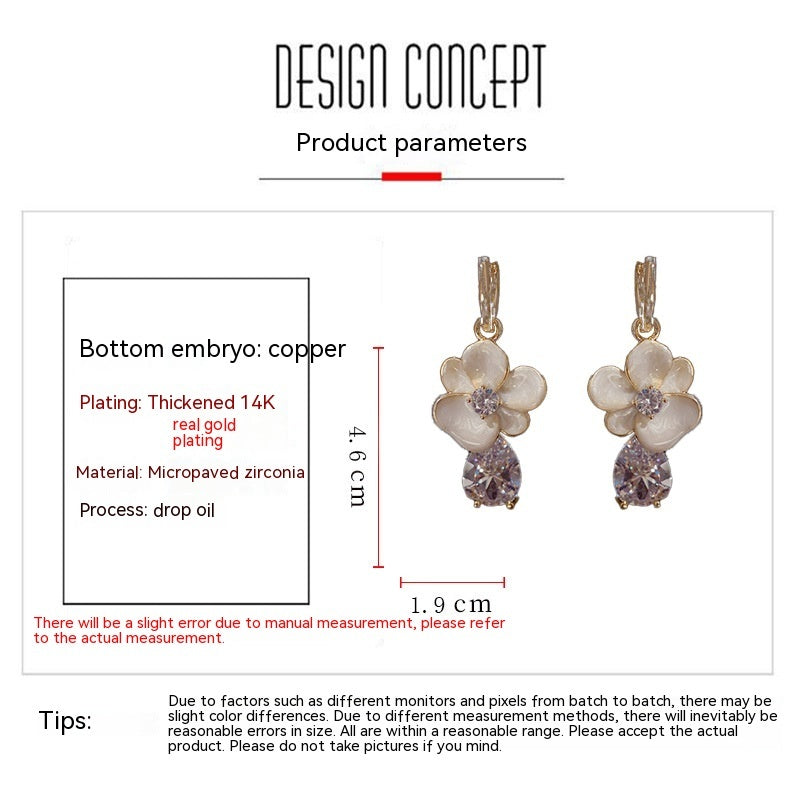 Fashion Flower Zircon Elegant Retro Earrings