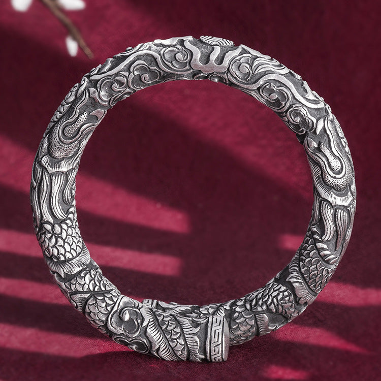 Bracelet de jeu de perles à double tête en argent pour hommes