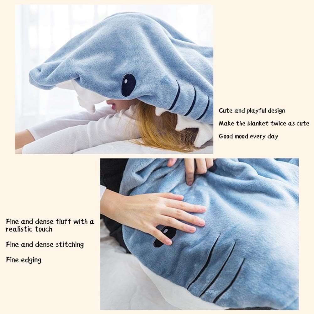 Couverture de requin pour adultes, couverture de requin à capuche, couverture de requin en flanelle super douce et confortable, sac de couchage pour costume de cosplay pour garçons et filles pour la nuit