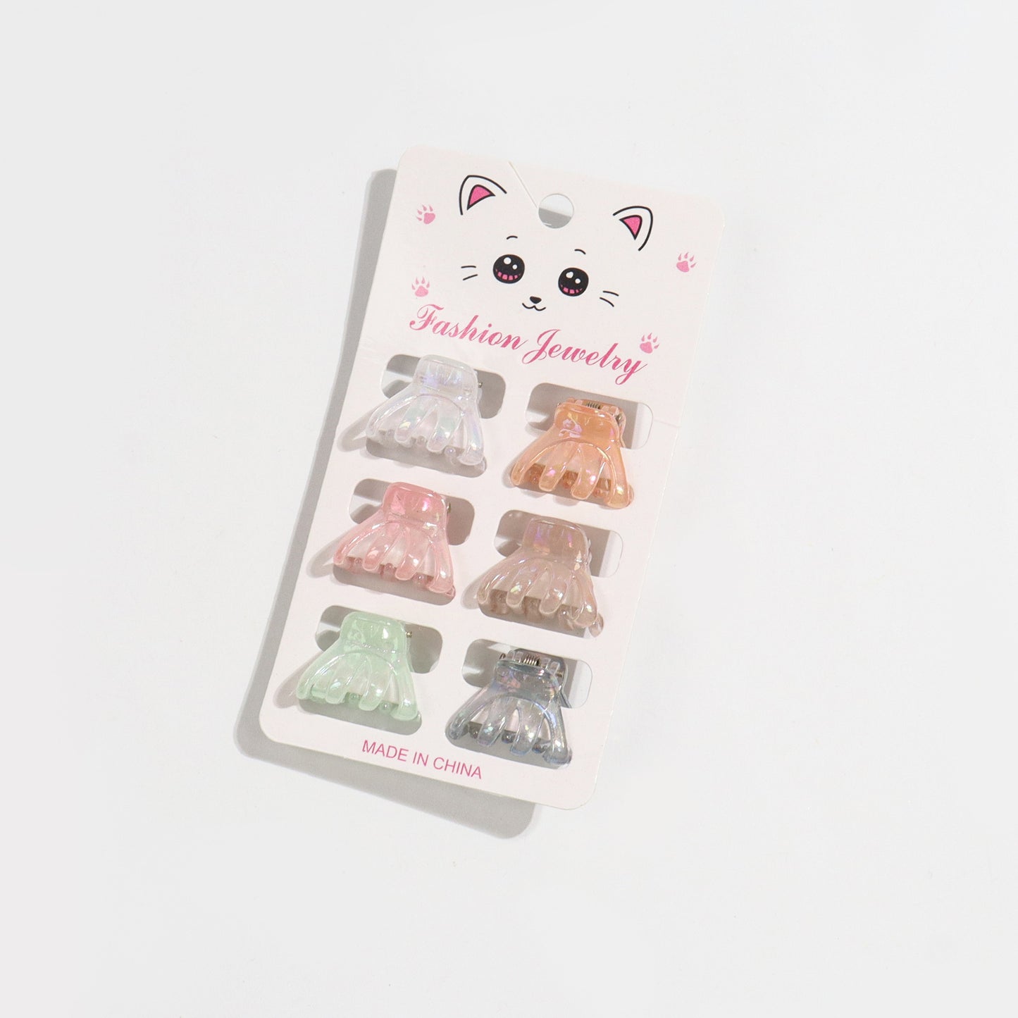 Mini pince à griffes de style coréen, 6 cartes, Barrettes de couleur gelée