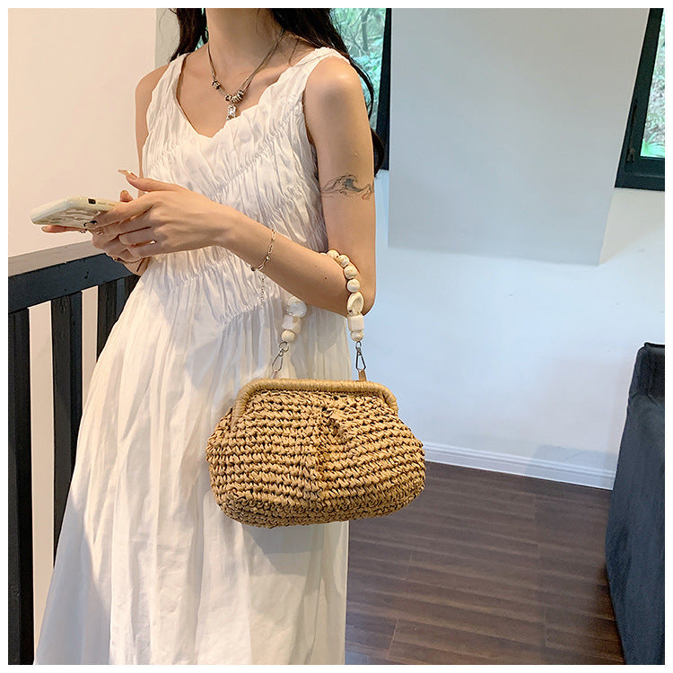 Sac à main polyvalent féminin en herbe tissée