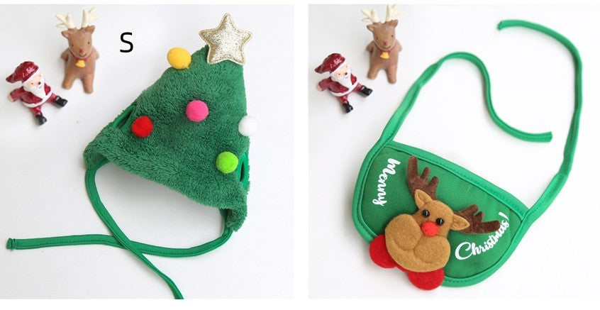 Chien Chat Animal de compagnie Chapeau de Noël Salive Serviette Bavoir