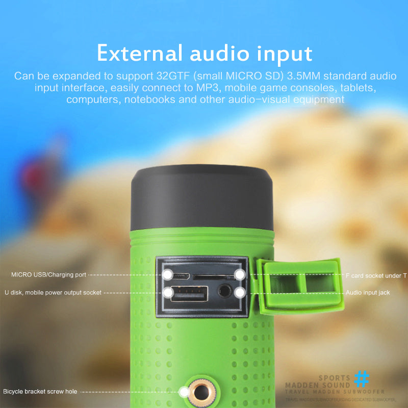Mini bicicleta al aire libre Bluetooth altavoz tarjeta Radio linterna estéreo llamada con manos libres altavoz