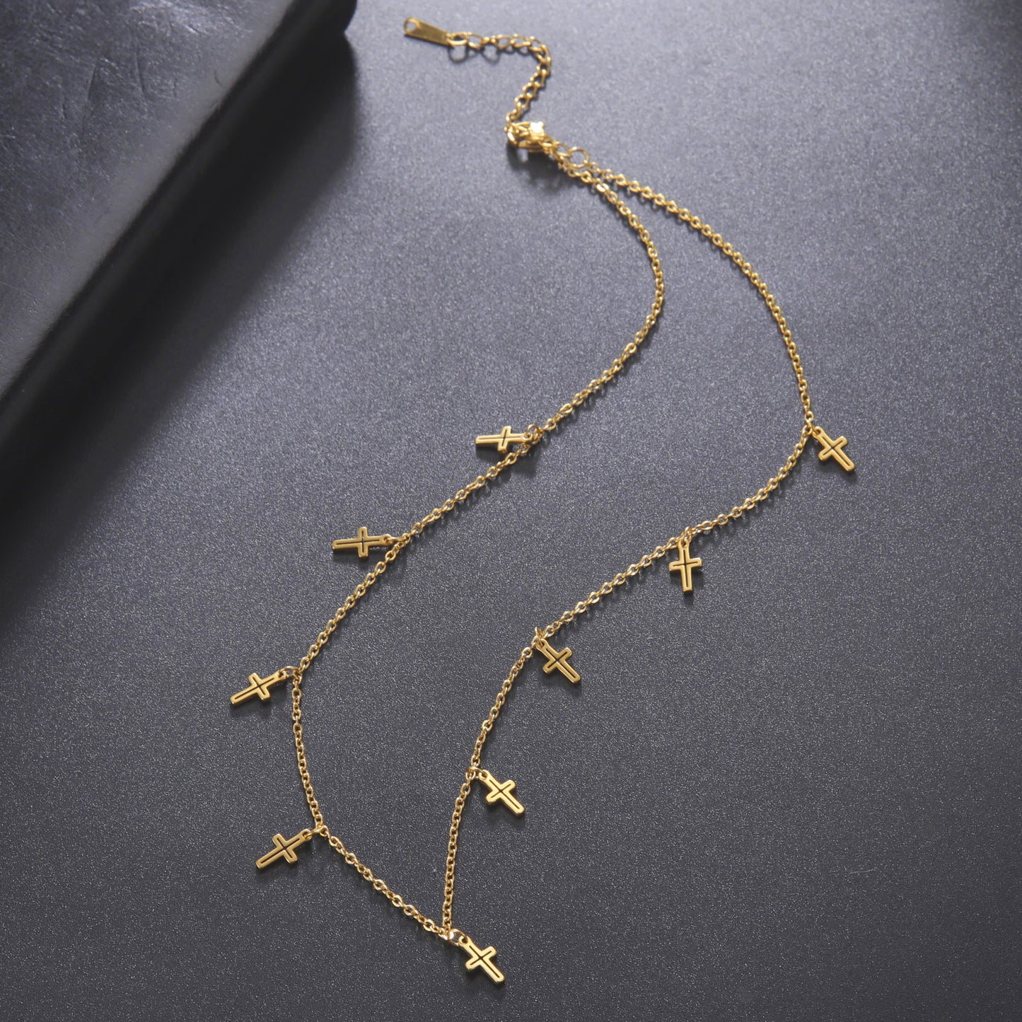 Titanium Steel Cut Advanced Clavicle Chain Cross Pendant