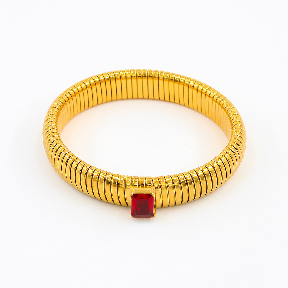 Titanium Steel Square Zircon INS18K Gold Bracelet