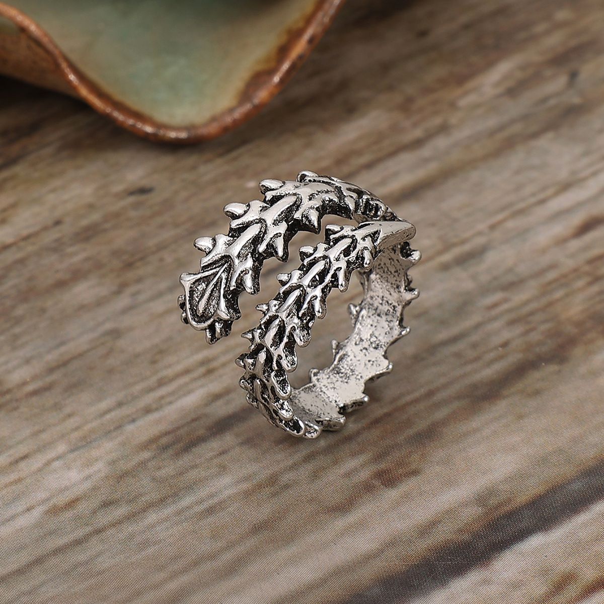 Anillo de aleación retro geométrico con apertura ajustable