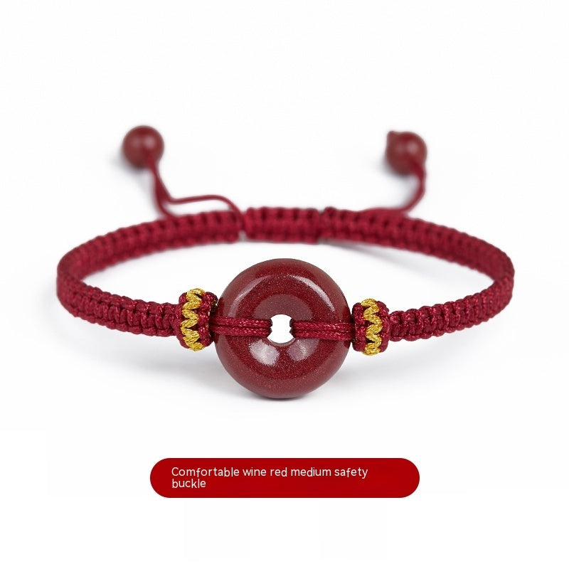 Women's Fashion Birth Year Cinnabar Peace Buckle Red Rope Bracelet