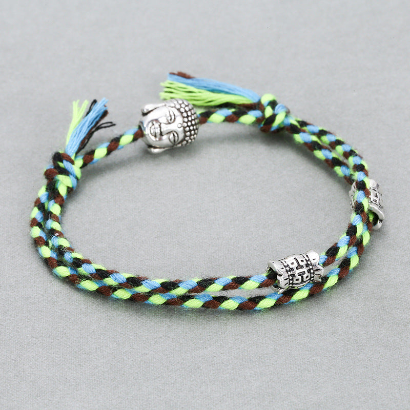 Buddha Head Cotton Rope Bracelet Men And Women
