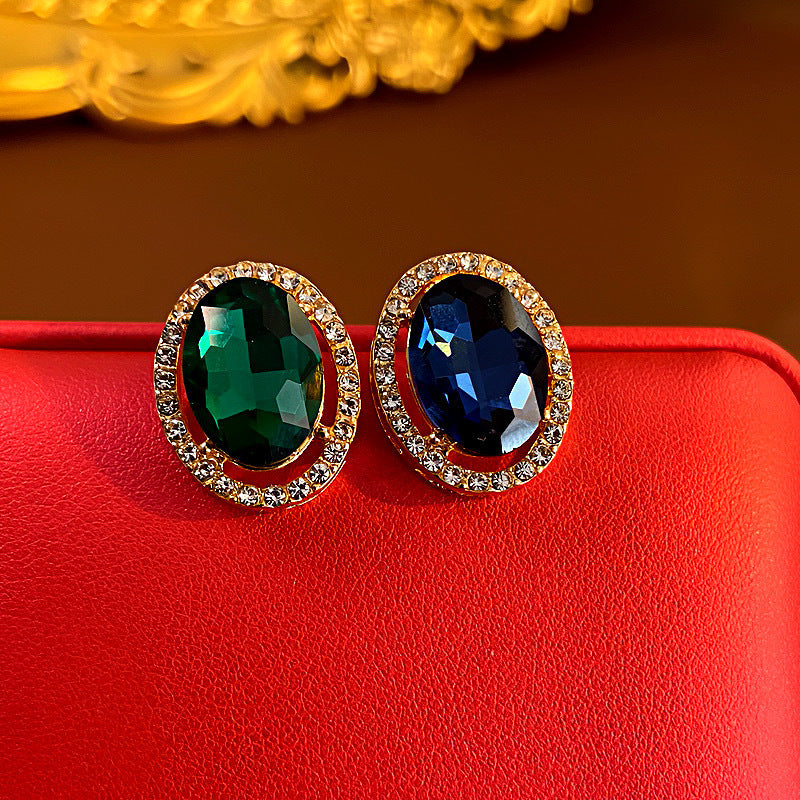 925 Silver Needle Water Diamond Retro Style Earrings