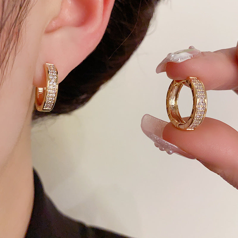 Fashionable All-match Micro-inlaid Ear Clip Niche Design Earrings