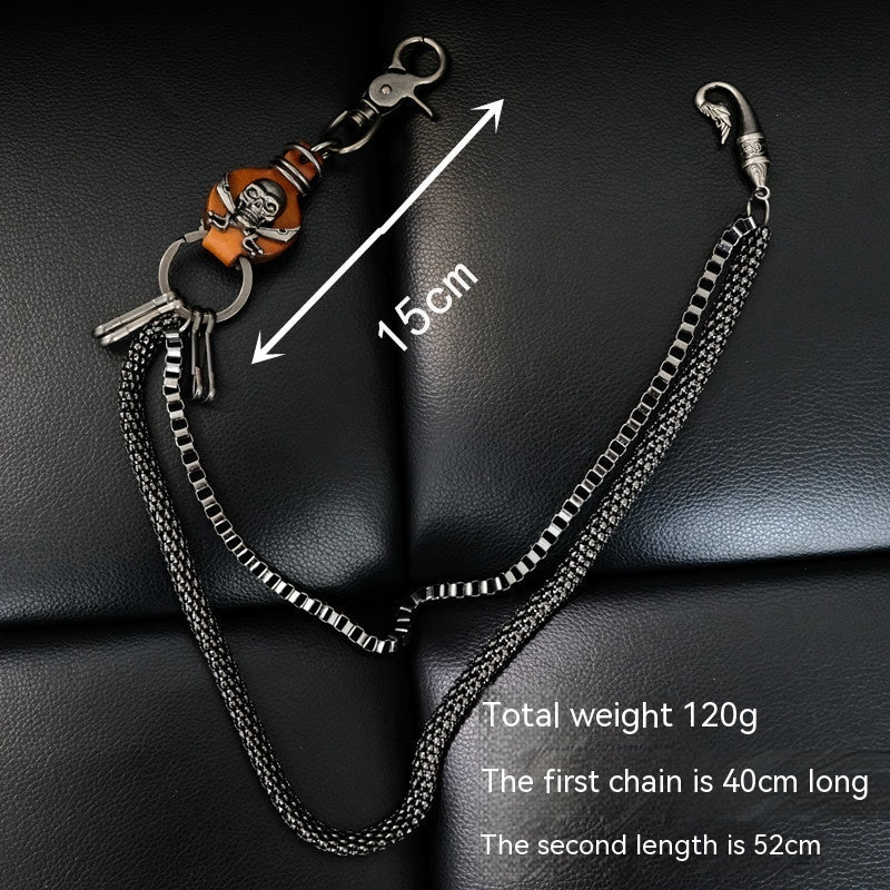 Punk Male Hip Hop Phants Zipper Non-mainstream Ghost Head Metal Phants Zipper