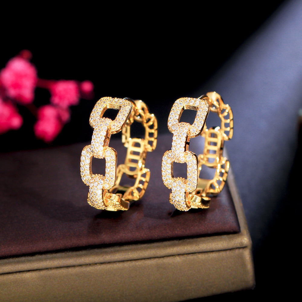 Pendientes con recortes de lujo, ligeros, elegantes y dulces, circulares de estilo coreano