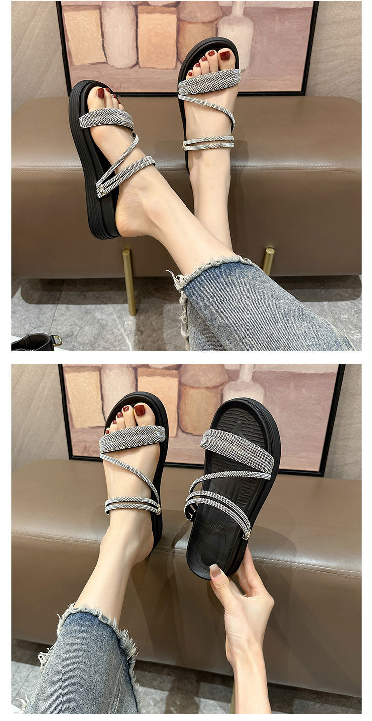 Women's Summer Fairy Style Rhinestone Two-way Sandals