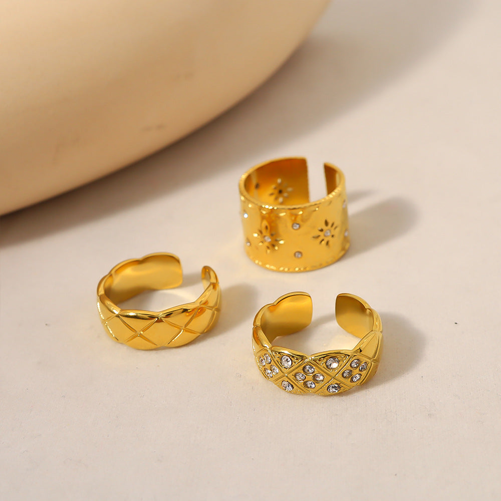 Bague sculptée de style cour vintage français, design creux
