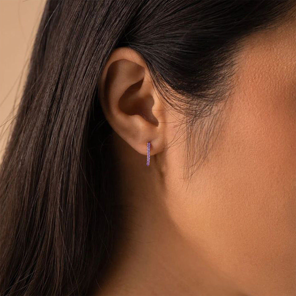 Simple Ins Colorful Zircon Earrings For Women