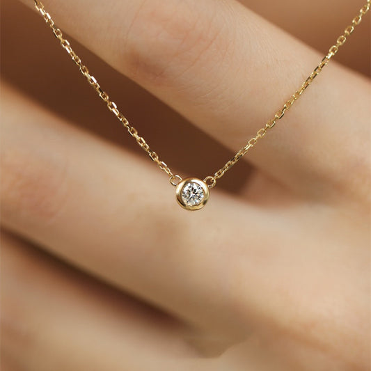 S925 Sterling Silver Single Diamond Bubble Necklace