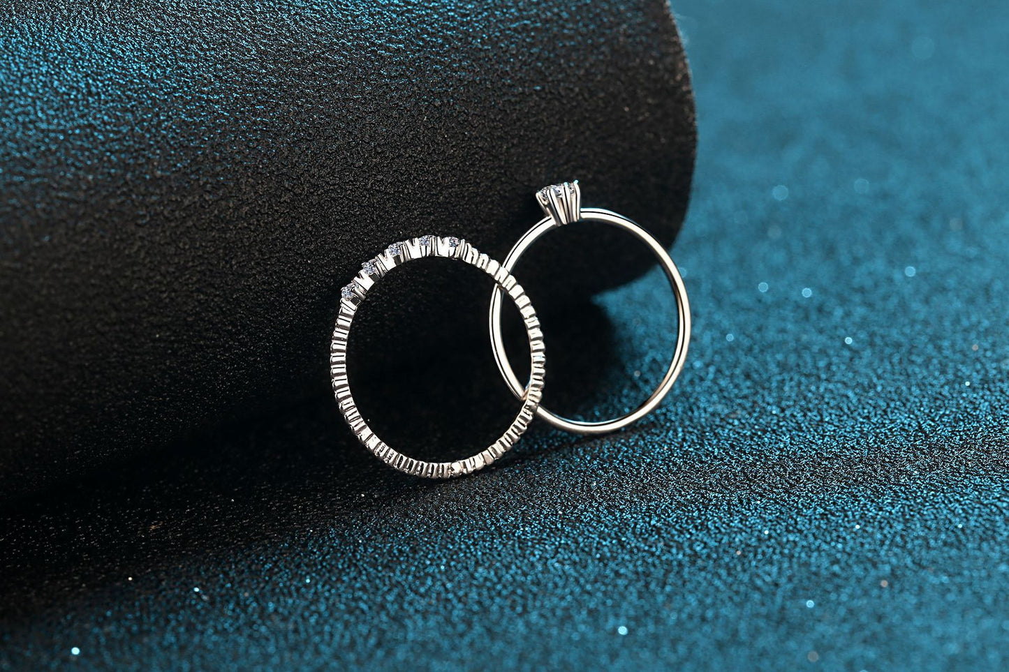 Bague Moissanite plaquée argent sterling, bague de couple à huit griffes, bague en diamant