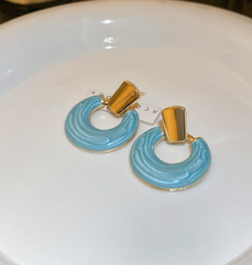 Retro Simple Dripping Geometric Round Ring Earrings Ins Fashion High