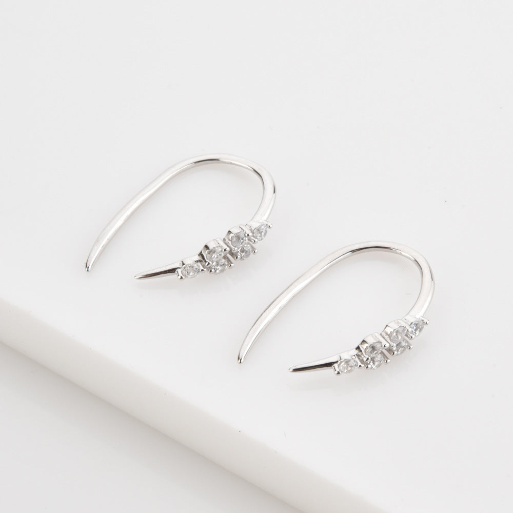 Boucles d'oreilles piercing en argent sterling S925 et zircon, clous d'oreilles