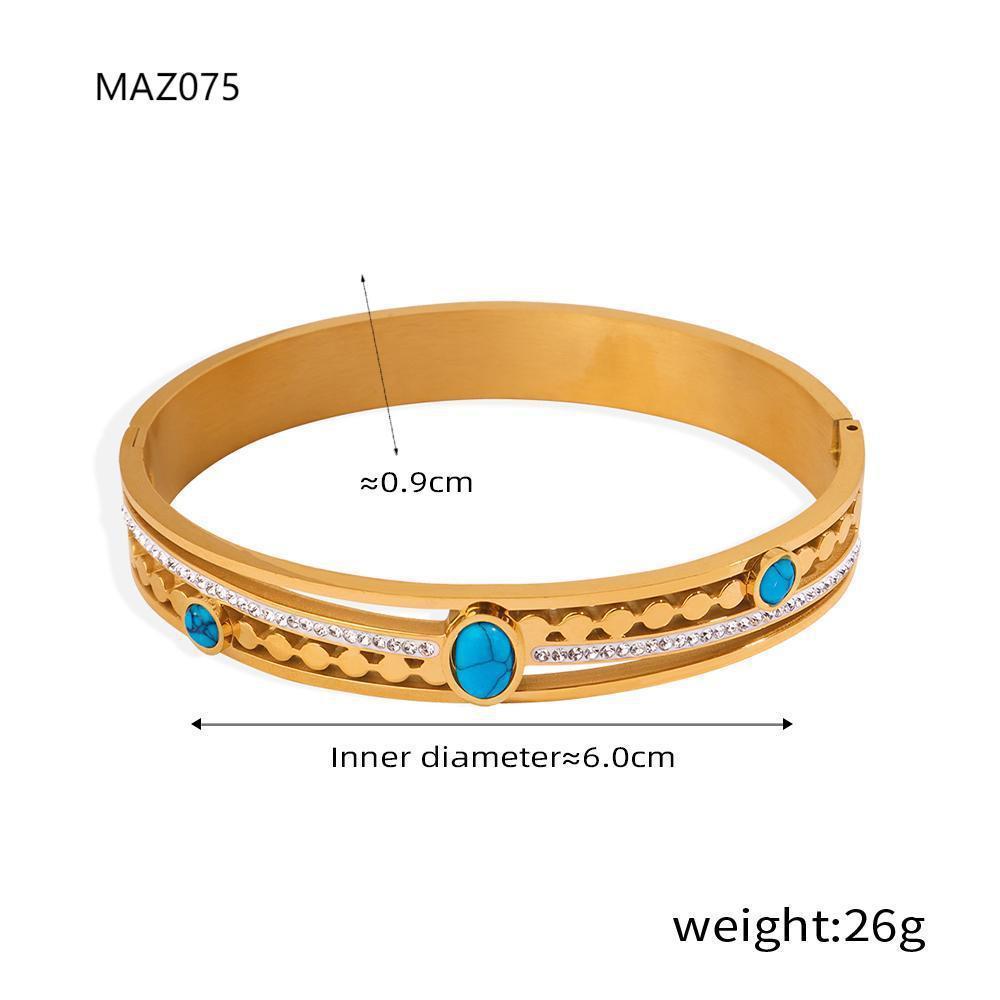 Bracelet à boucle en Zircon incrusté de Turquoise de Style Vintage français