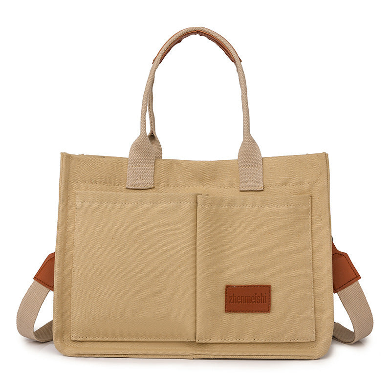 Sac à bandoulière en toile pour femmes, sacs à main multi-poches de grande capacité, sacs de shopping décontractés pour étudiants, nouvelle collection