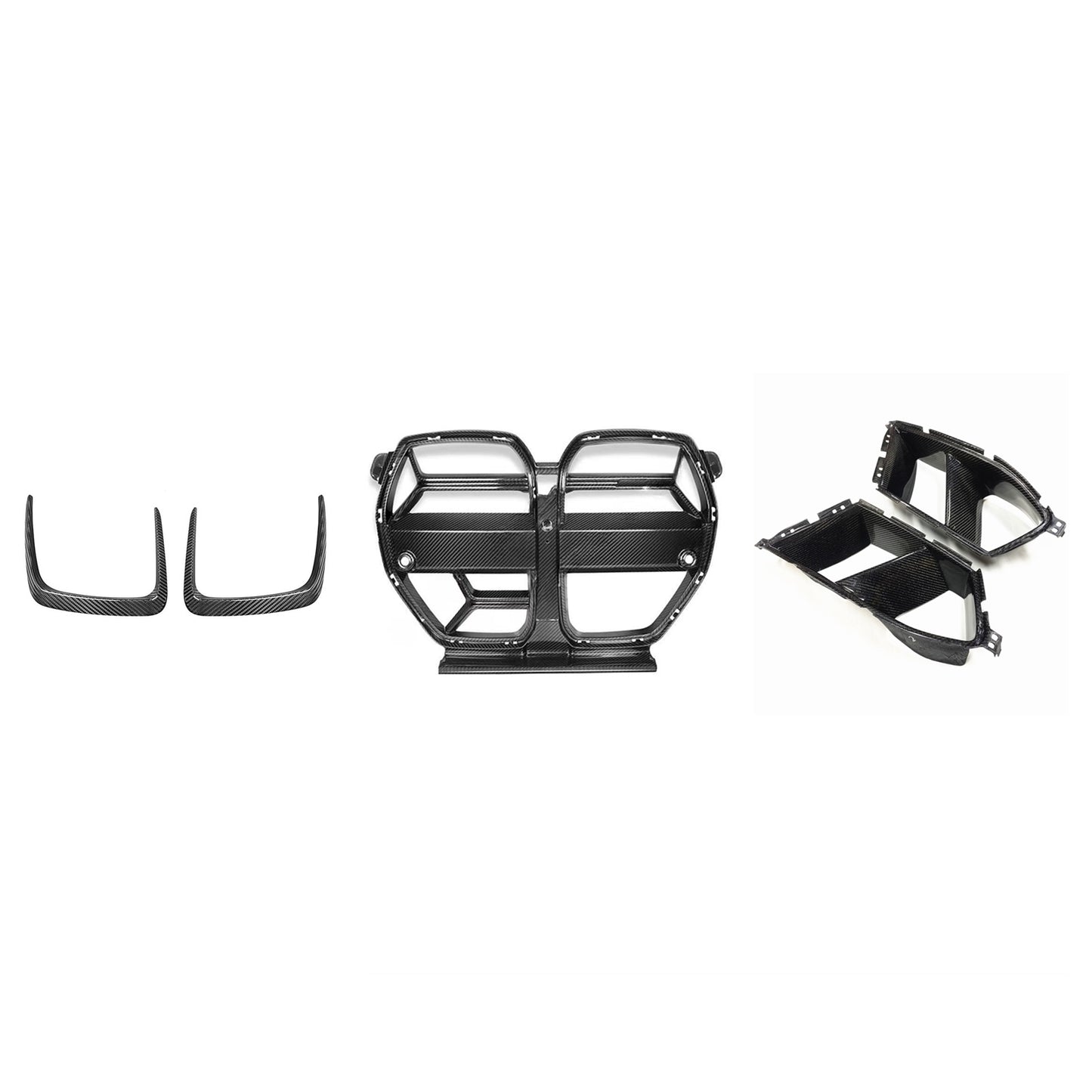 Automotive dry carbon fiber front bumper grille