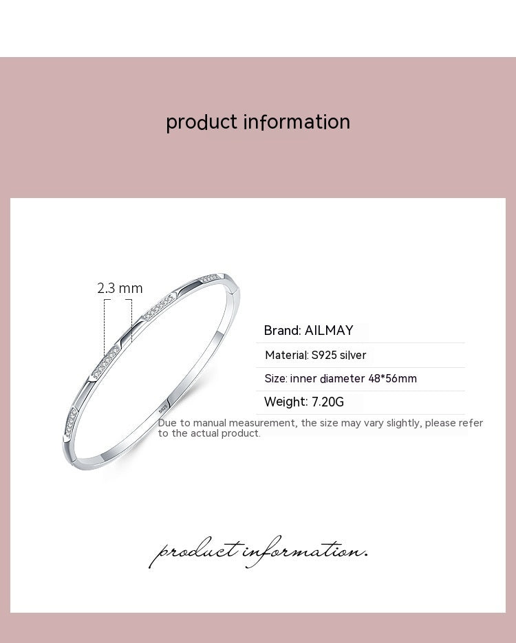 Bracelet en argent S925 pour femmes, Micro-incrusté de style coréen, léger et luxueux