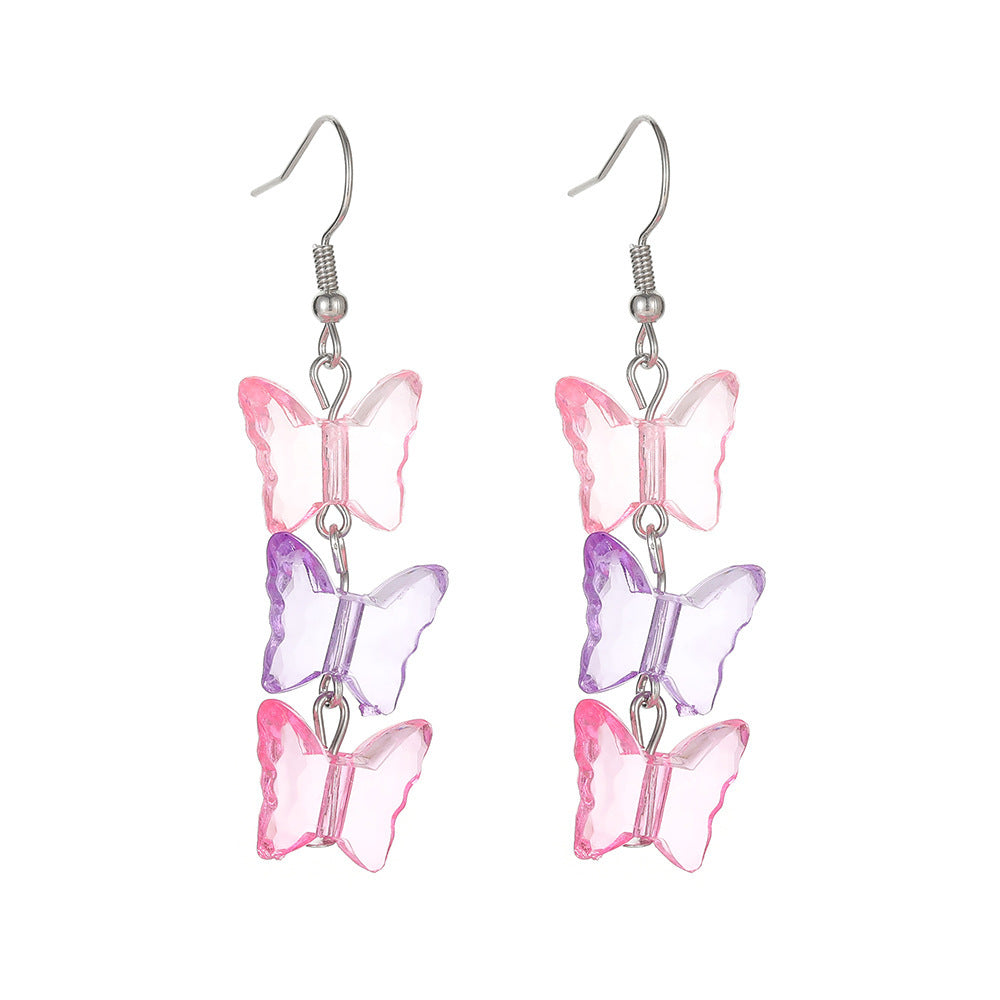 Personalized Retro Colorized Butterfly Pin Earrings