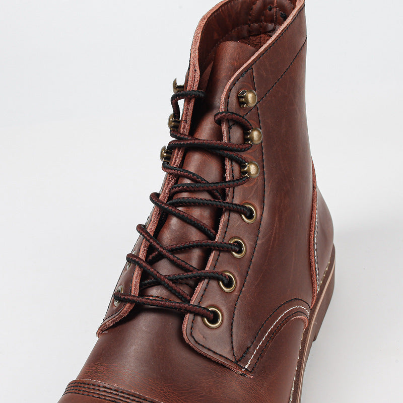 Botas Martin de cuero vacuno retro Botas militares de cuero encerado con aceite para hombres Bota de trabajador