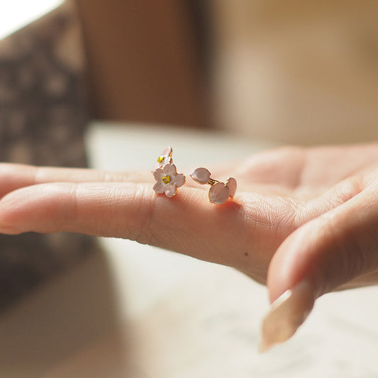 Flower Niche Peach Blossom Retro Enamel Craft Ring