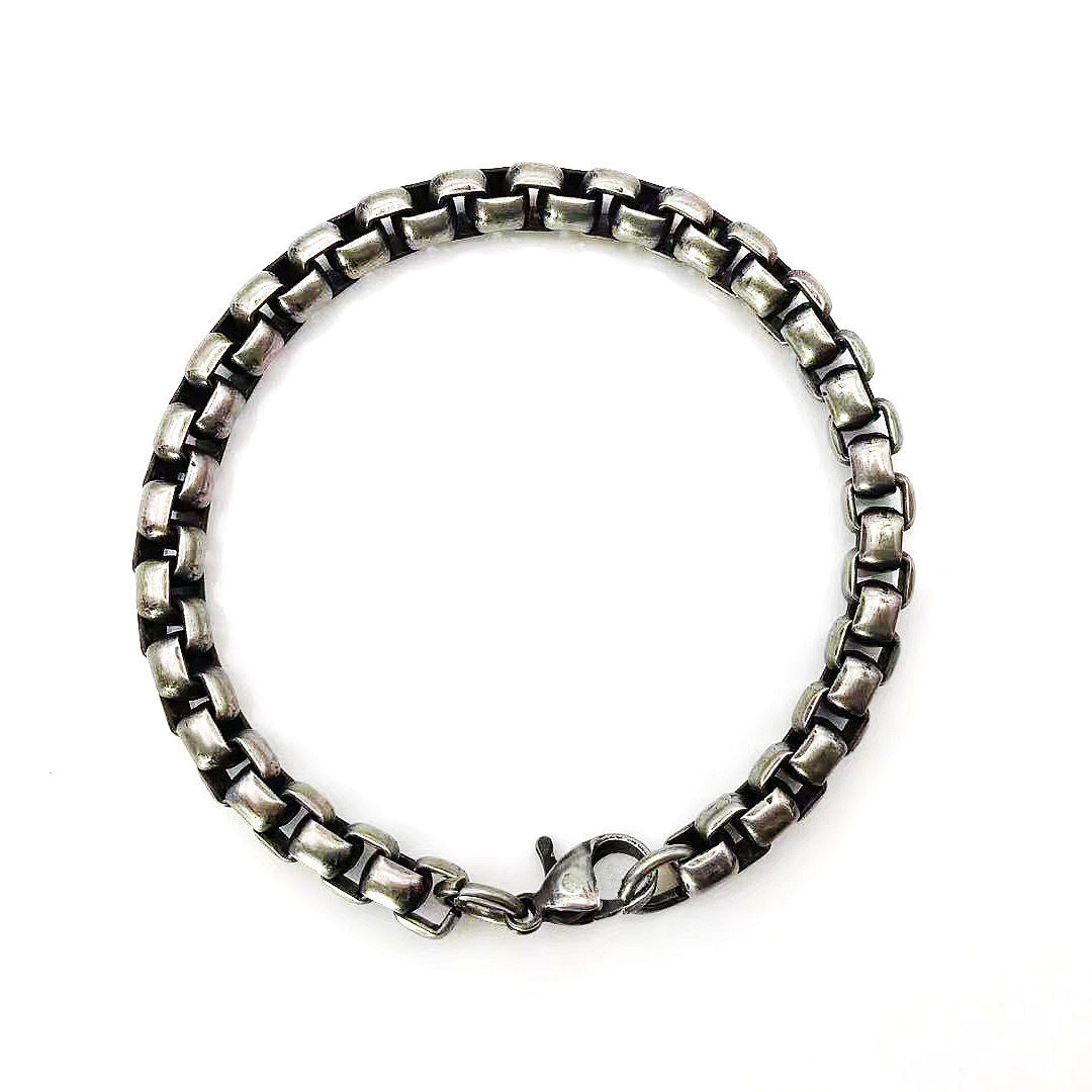 Bracelet pour homme avec perles carrées vieillies et vintage, ne se décolore pas
