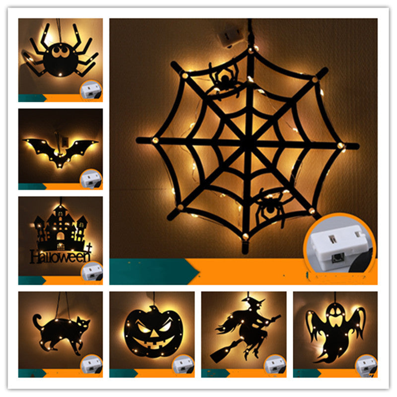 Lumières décoratives LED pour Halloween, araignée luminescente, lampe de décoration pour la maison